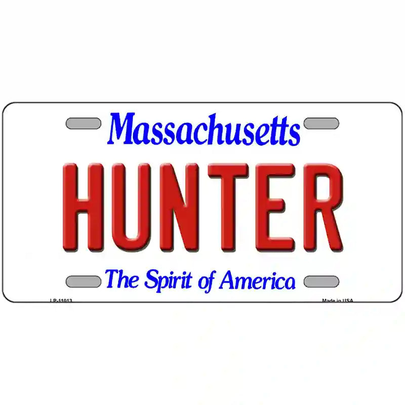 HUNTER Massachusetts Metal Novelty License Plate