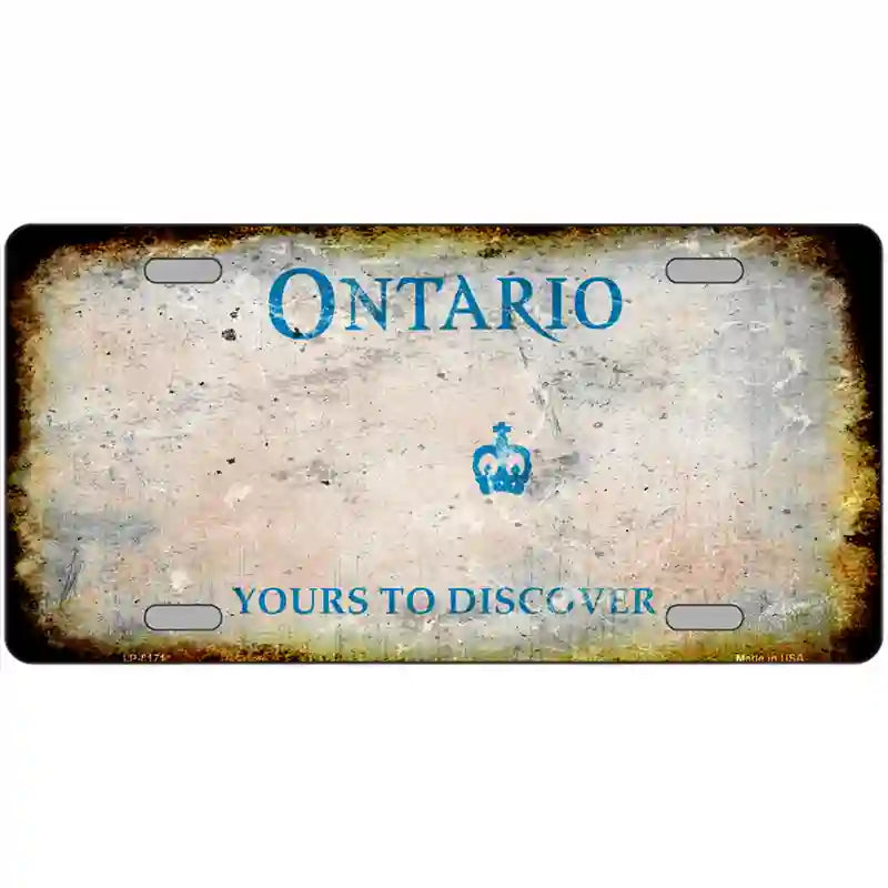 Ontario CANADA Rusty Novelty Metal License Plate