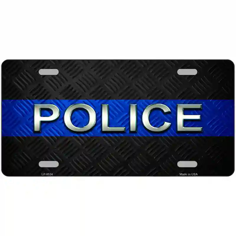POLICE Thin Blue Line Metal Novelty License Plate