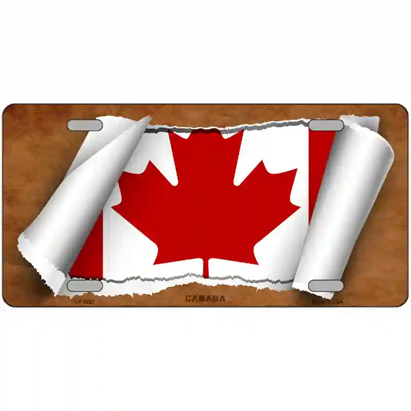 CANADA Flag Scroll Metal Novelty License Plate