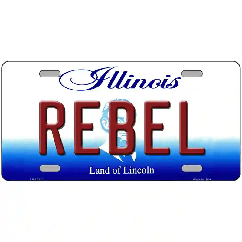 REBEL Illinois Metal Novelty License Plate