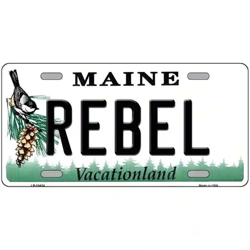 REBEL Maine Metal Novelty License Plate