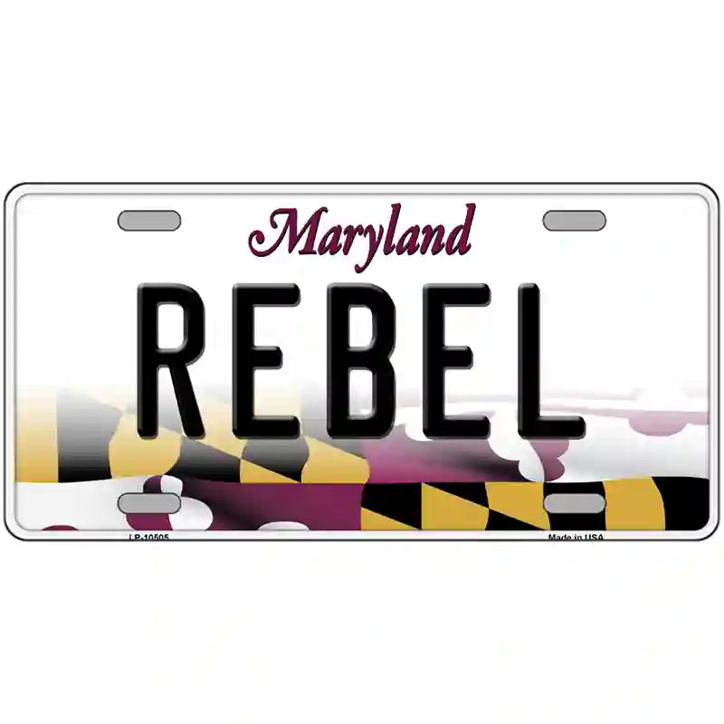 REBEL Maryland Metal Novelty License Plate