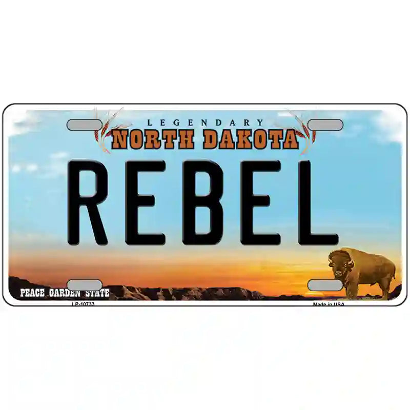 REBEL North Dakota Metal Novelty License Plate
