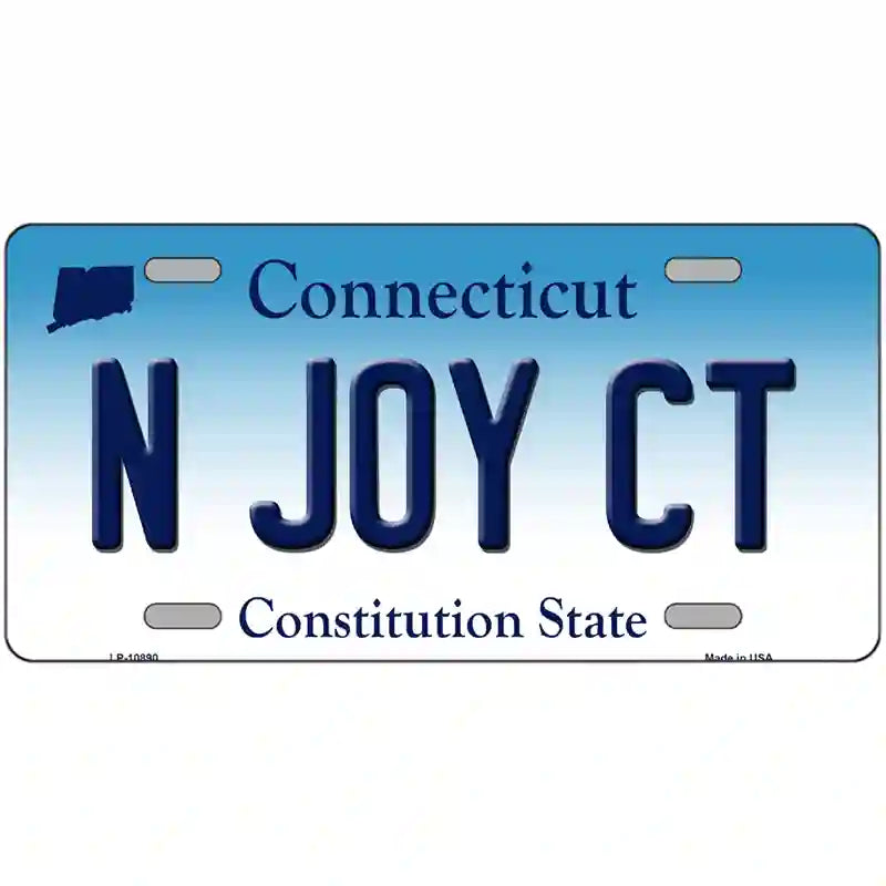 N Joy CT ConneCTicut Metal Novelty License Plate