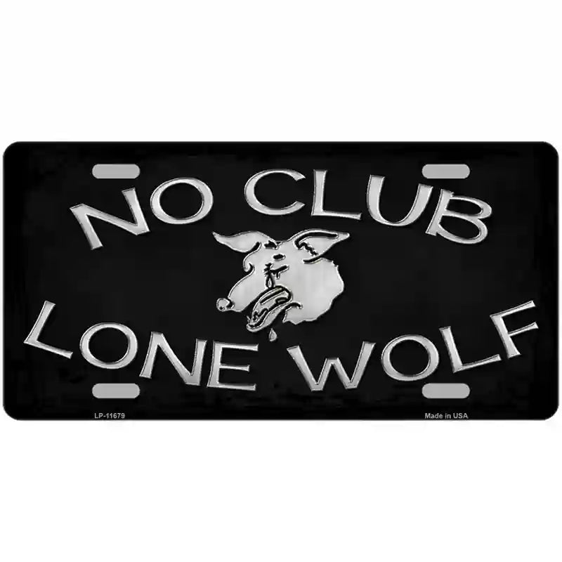 No CLUB Lone Wolf Novelty License Plate