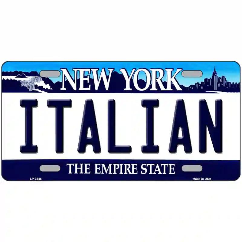 ITALIAN New York NOVELTY Metal License Plate