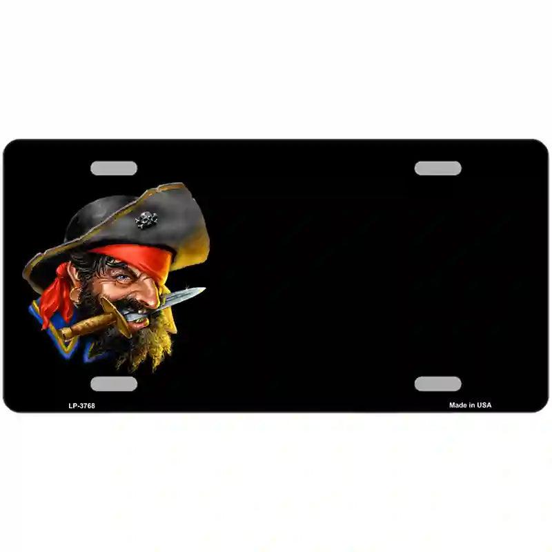 Pirate with KNIFE Offset Metal Novelty License Plate