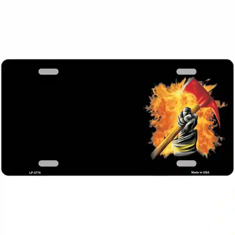 FirEfightEr Flaming Ax OffsEt MEtal NovElty LiCEnsE PlatE