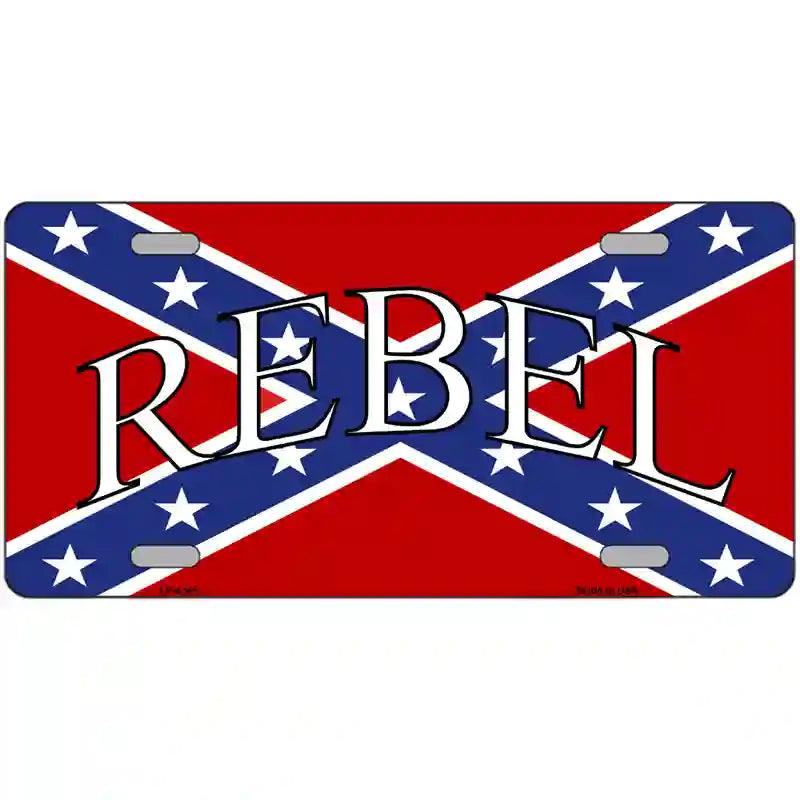 REBEL Confederate Flag Metal Novelty License Plate