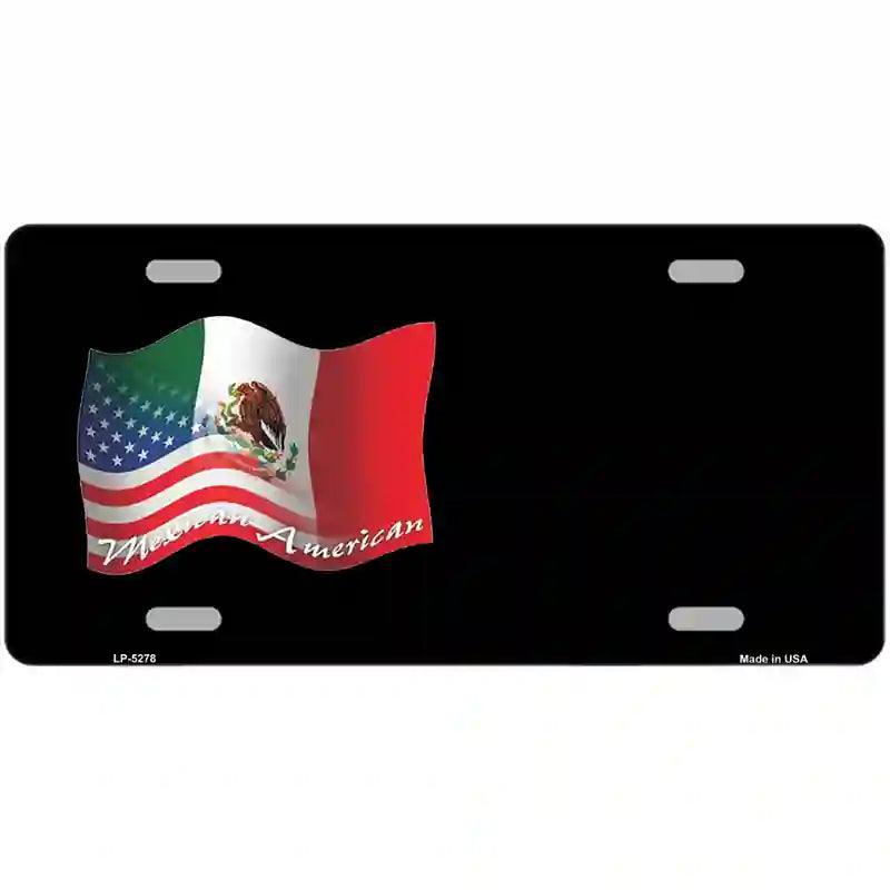 MEXICAN American Flag Offset Metal Novelty License Plate