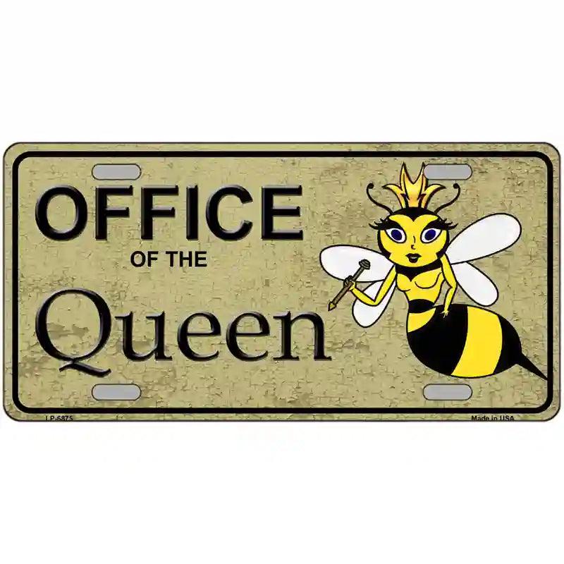 OFFICE Of Queen Bee Metal Novelty License Plate