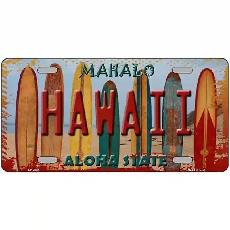 Hawaii SURFBOARDs State Novelty Metal License Plate