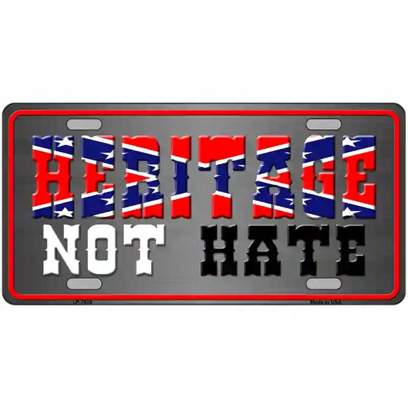 Heritage Not Hate REBEL Flag Novelty Metal License Plate