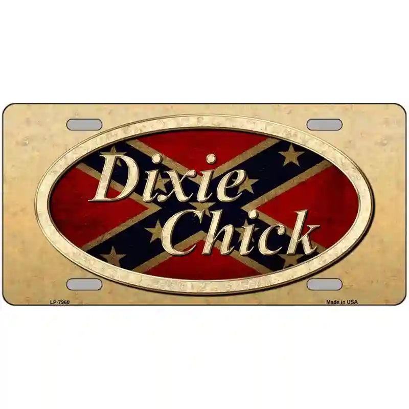 Dixie Chick in REBEL Flag Novelty Metal License Plate