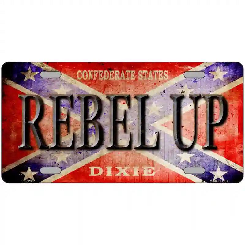 REBEL Up Novelty Metal License Plate