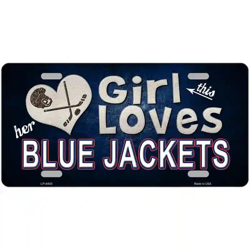 This Girl Loves Her Blue JACKETs Novelty Metal License Plate