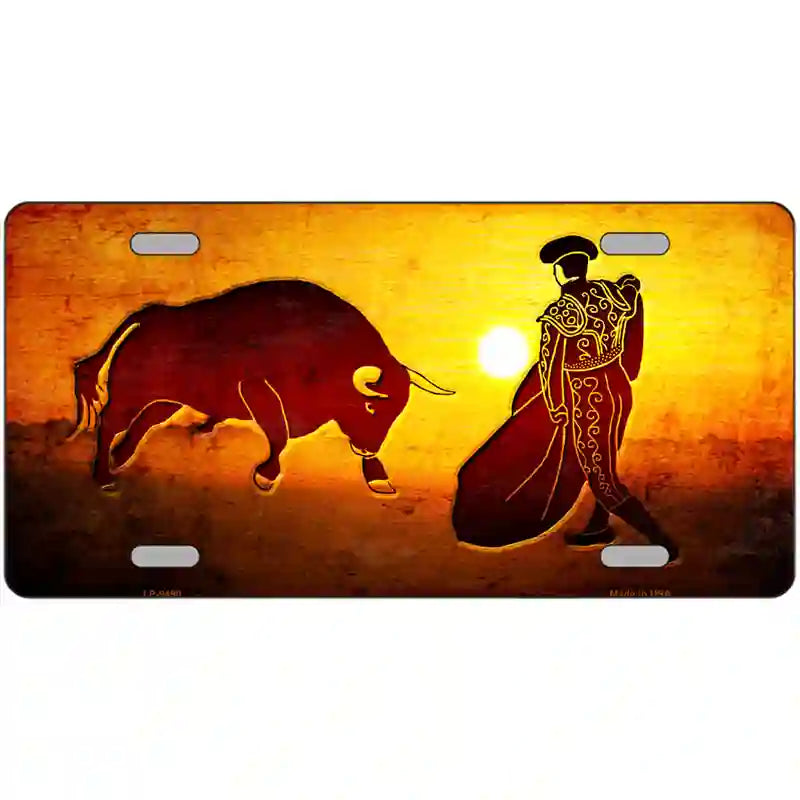 Bullfight With SUN Novelty Metal License Plate