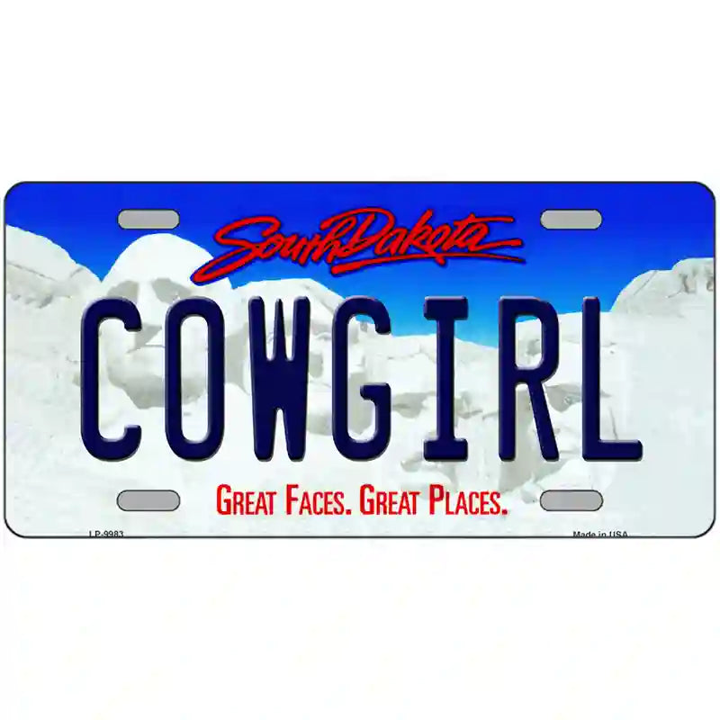 COWGIRL South Dakota Metal Novelty License Plate