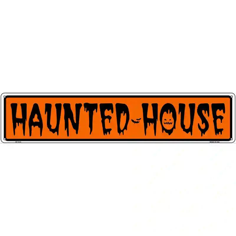 Haunted HouSe Orange Novelty Metal Street Sign