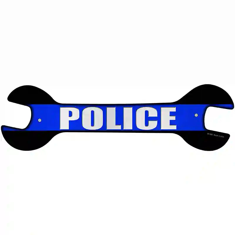 POLICE Thin Blue Line Novelty Metal Wrench Sign W-160