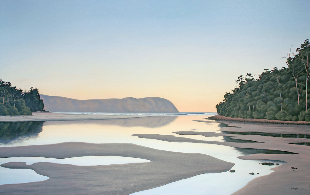 Low Tide, Cloudy Bay Lagoon, Bruny Island, Tasmania. From the original oil painting by Richard Stanley.