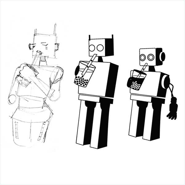 Initial sketches of Boba Bot