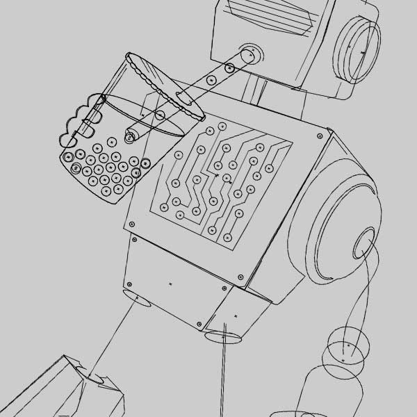 Vector drawing of Boba bot