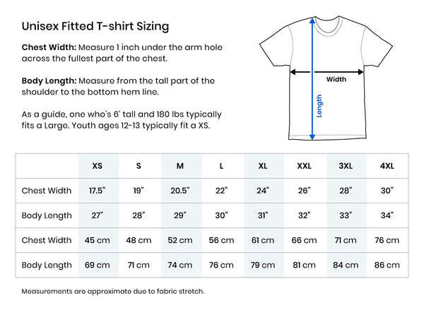 Size Chart - Unisex Fitted T-shirt