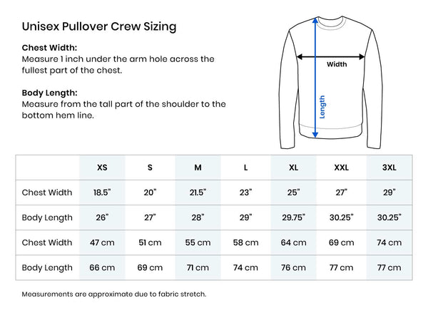 Size Chart - Unisex Pullover Crew