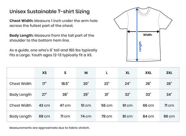 Size Chart - Unisex Sustainable T-shirt