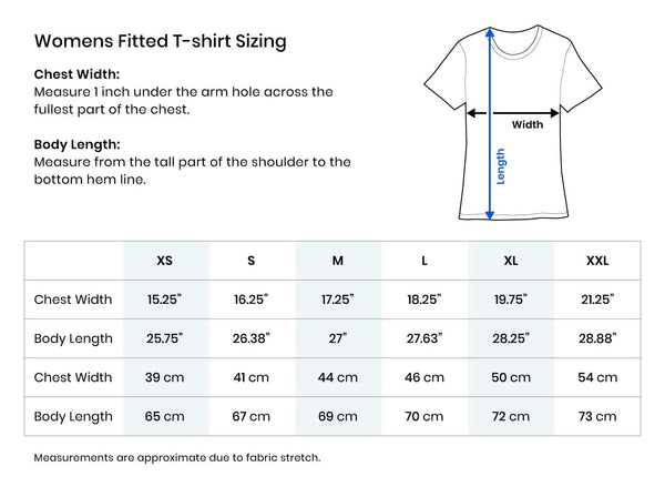 Size Chart - Womens Fitted T-shirt