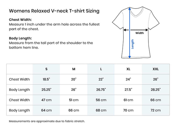 Size Chart - Womens Relaxed V-neck T-shirt