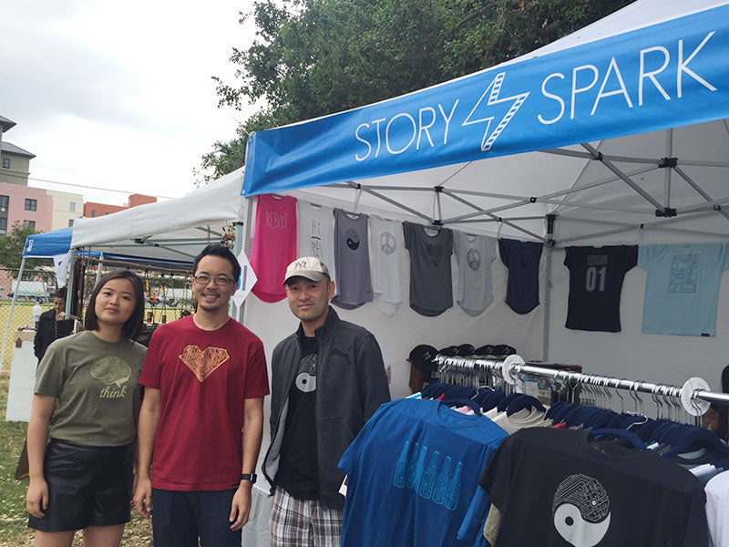 Team Story Spark with our tech-inspired graphic t-shirts