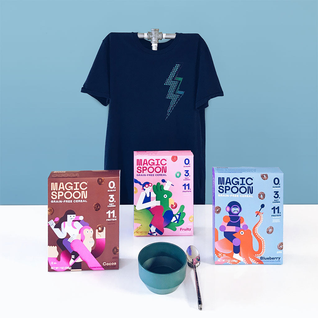 Sorteo de verano: camiseta gráfica STORY SPARK, cereales Magic Spoon, tazones y cucharas de cereales
