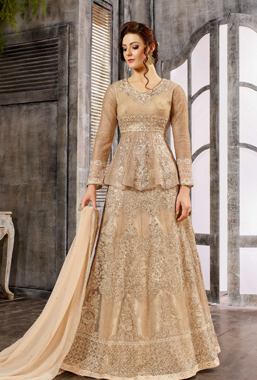 cream anarkali dress