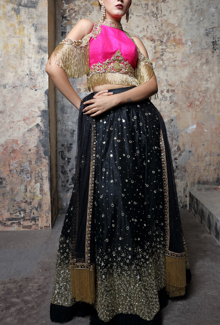 black lehenga dress