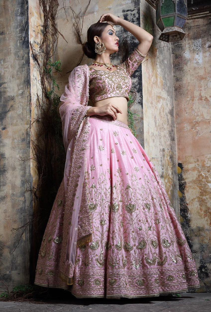 baby pink designer lehenga