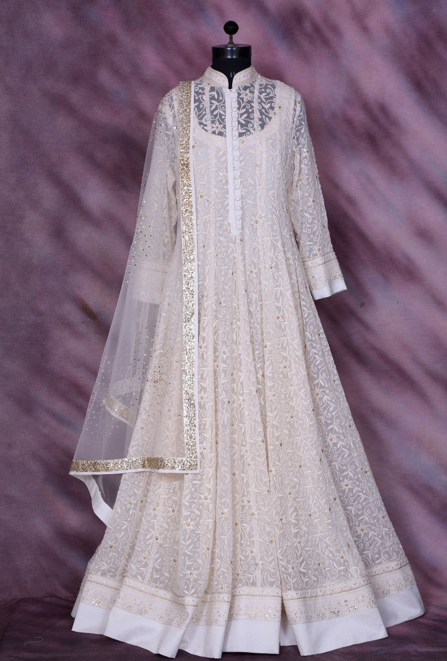 White Designer Party Wear Dress | Desi 