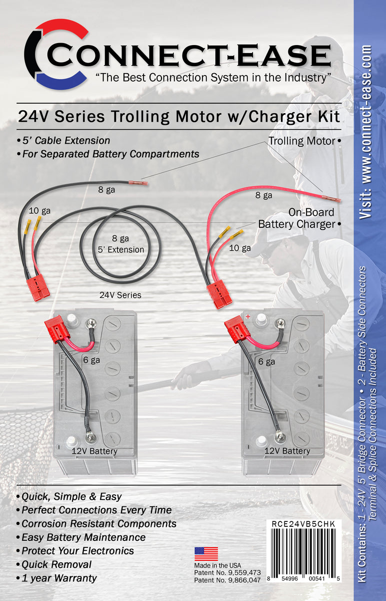 24 Volt Trolling Motor Connection 5' Extension for Separated Battery  Compartments (RCE24VB5CHK) Lithium Compatible | Connect-Ease. Get Connected  Connect all your marine equipment with ease.