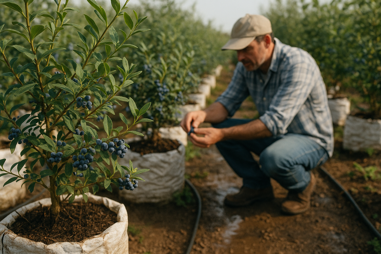 Chequeando el cultivo de arándanos