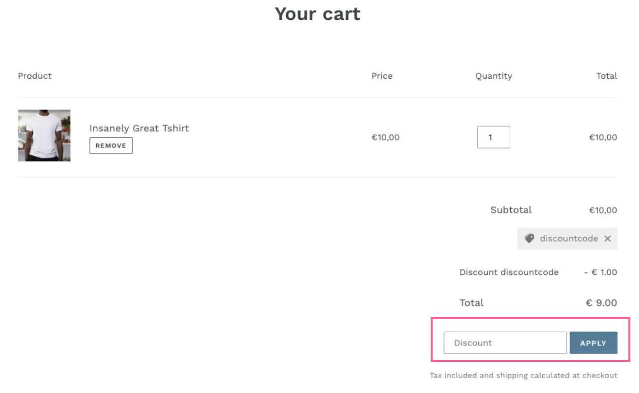 Cart page