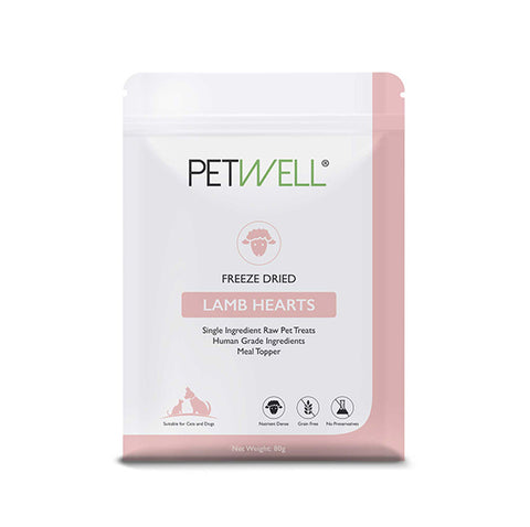 Freeze-Dried Lamb Hearts are available from PetWell