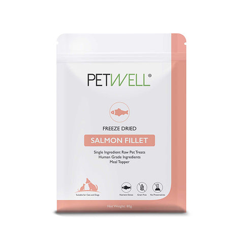 Freeze-dried salmon fillets are available from PetWell