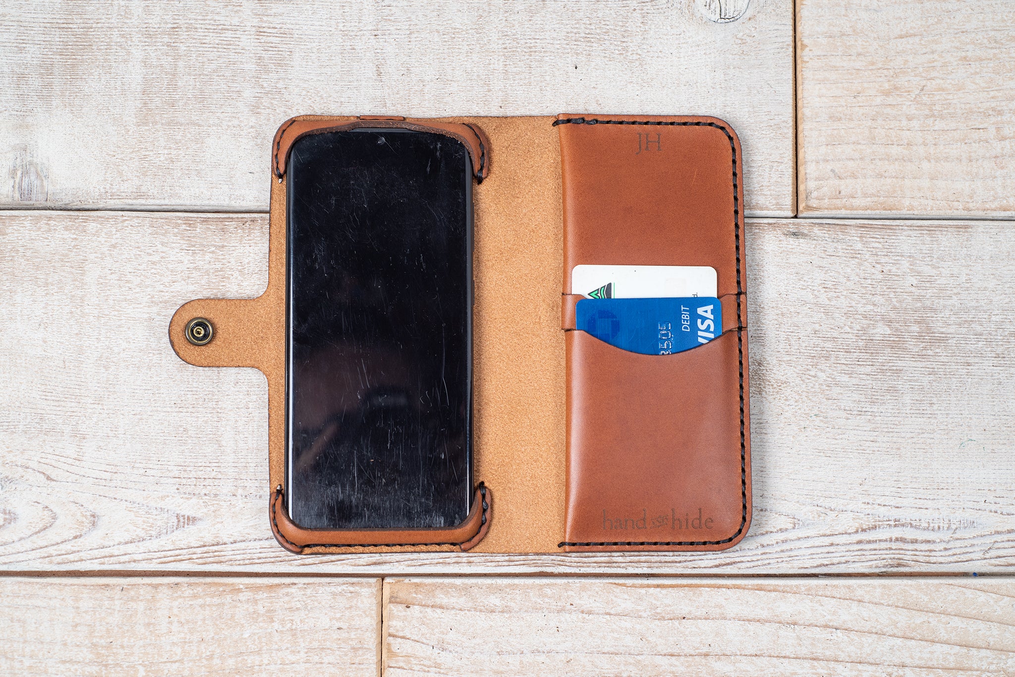 Hand and Hide Custom Leather Left-Handed Wallet Phone Case - Hide LLC