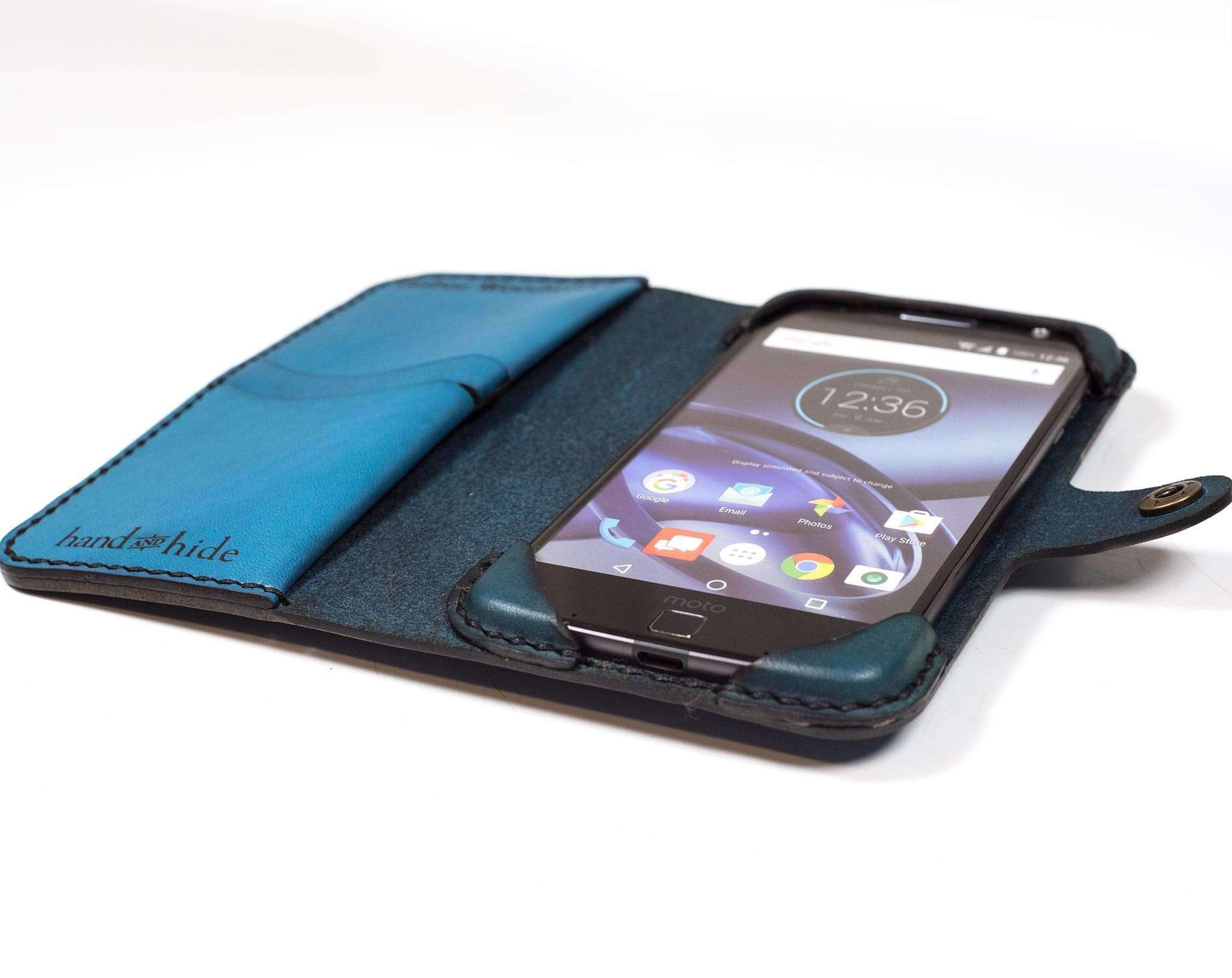 Cuna parálisis rizo Motorola Moto Z Play Custom Leather Wallet Case - Hand and Hide LLC