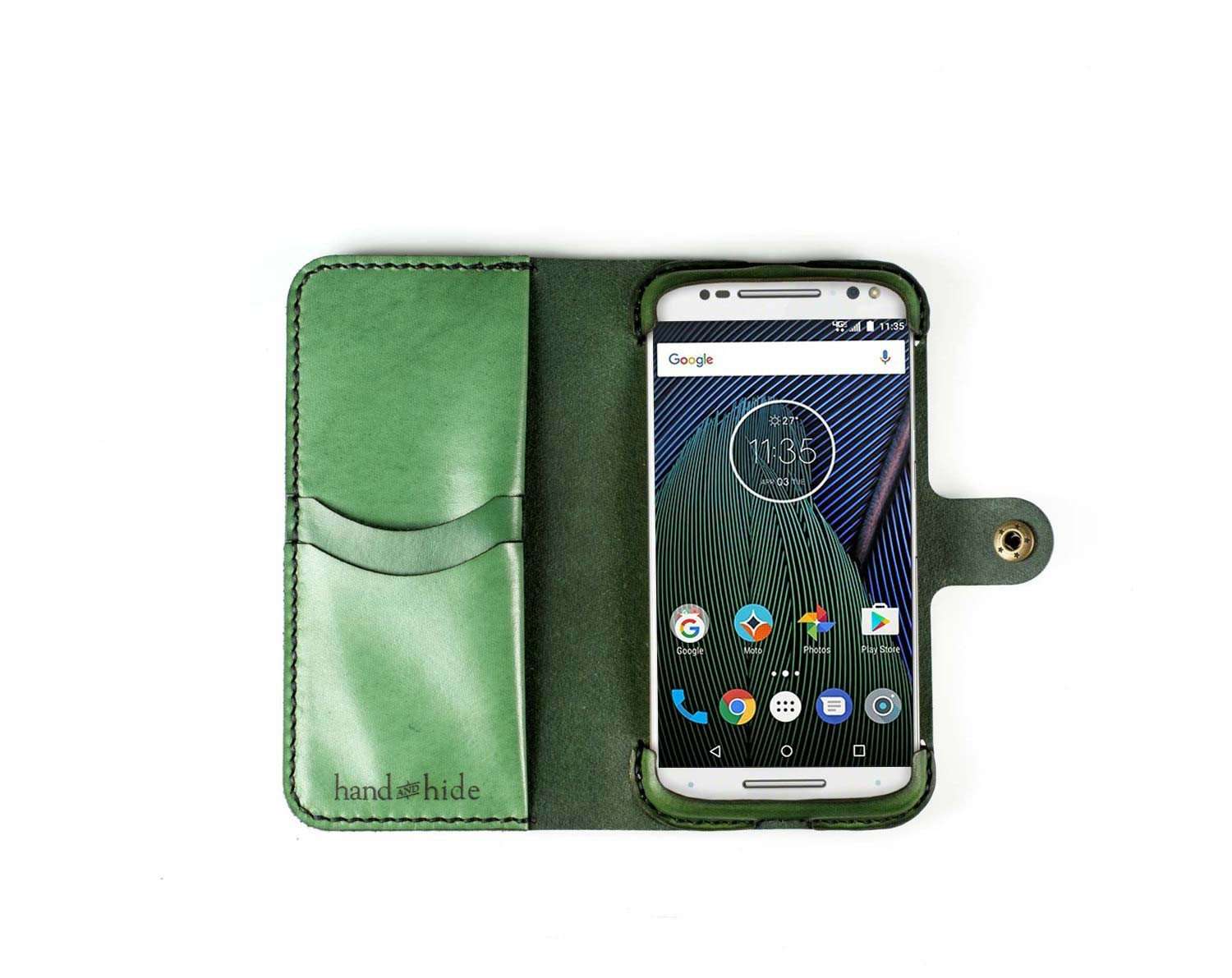 Motorola Moto G5 Plus Custom Leather Wallet - Hand and LLC
