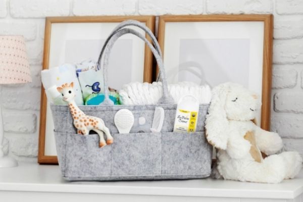 LA Baby Diaper Caddy and Nursery Organizer for Baby's Essentials - Gray