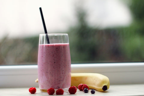 pink-smoothie-raspberries-banana-blueberries