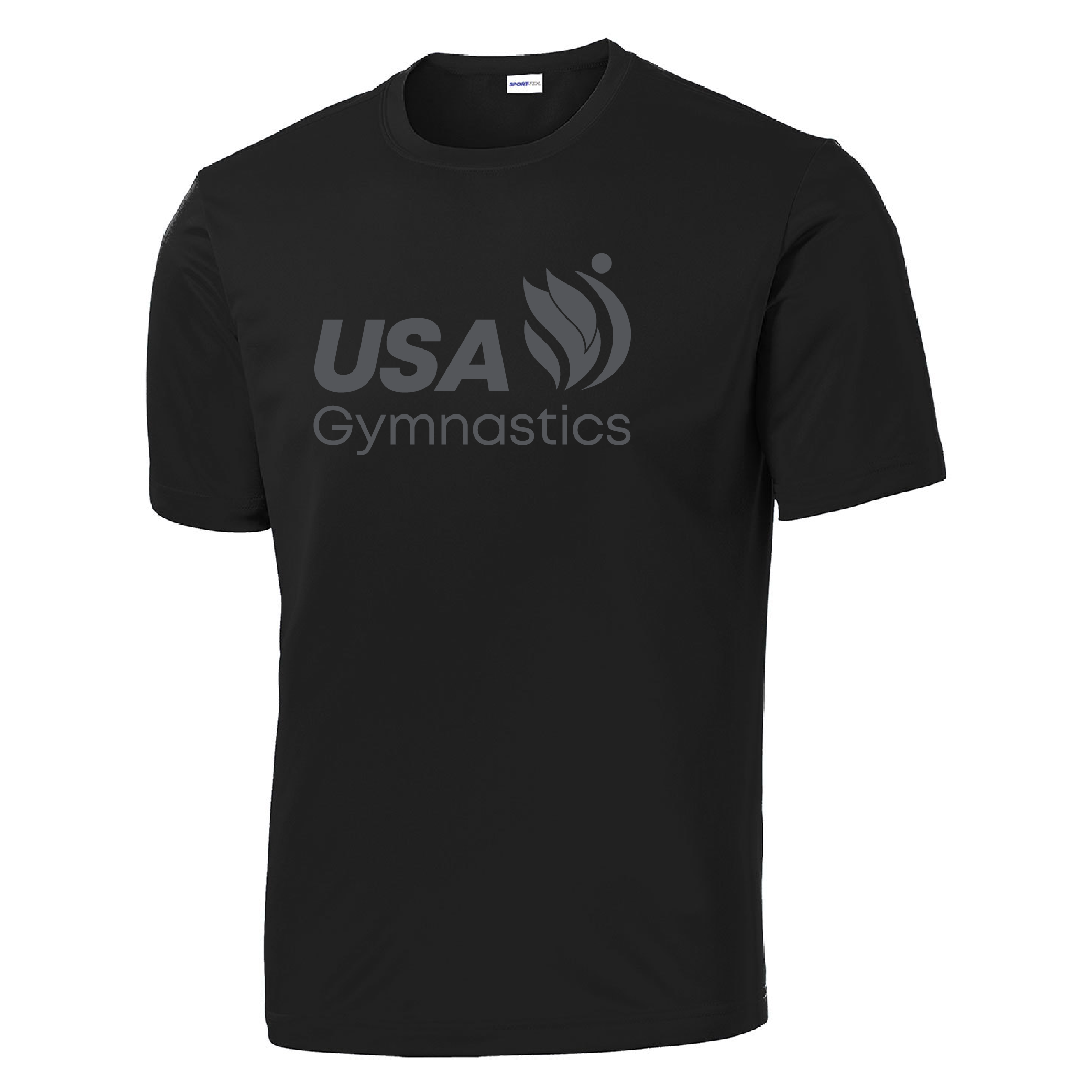 USA Gymnastics Logo Black on Black Moisture-Wicking Tee - ASO Gymnastics product image